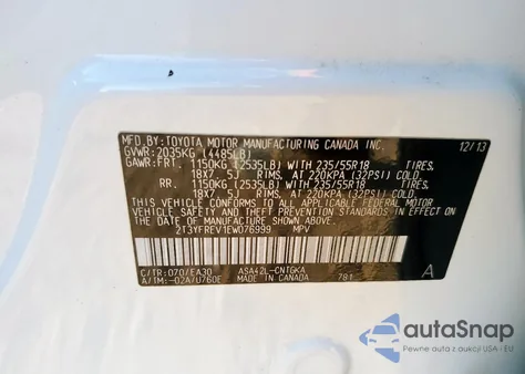 2014 Toyota Rav4 Limited из США, поврежденный, VIN 2T3YFREV1EW076999